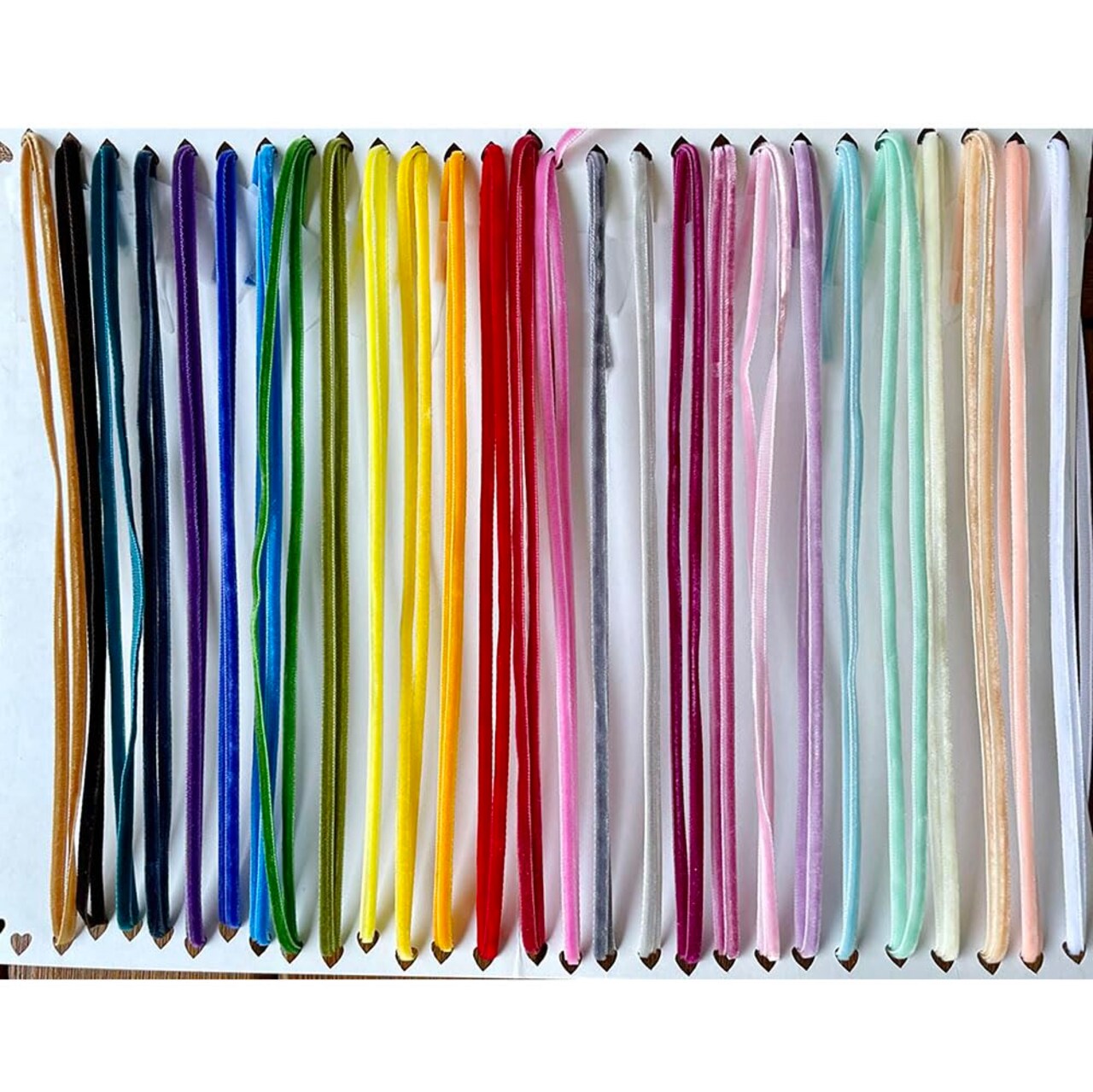 Craft 30 Yards 1/8" (3mm) Velvet Ribbon Total 30 Colors Assorted Lots Bulk (Multicolored, 1/8"(3mm))